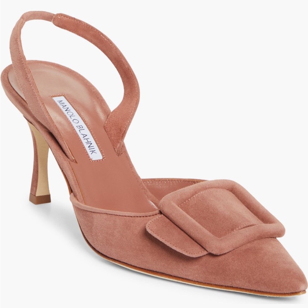 NWT Manolo Blahnik Maysli Suede Slingback Pump